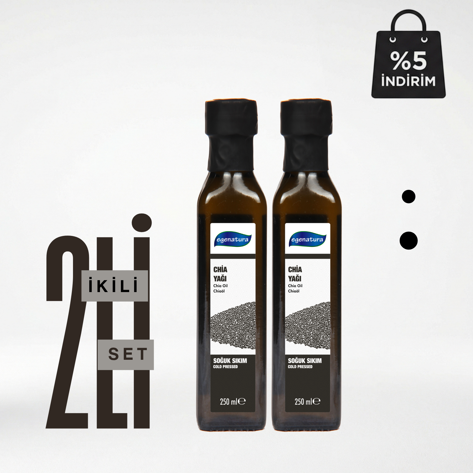 AZTEK RÜZGARI Chia Tohumu Yağı 2 x 250 ml Cam Şişe Soğuk Sıkım