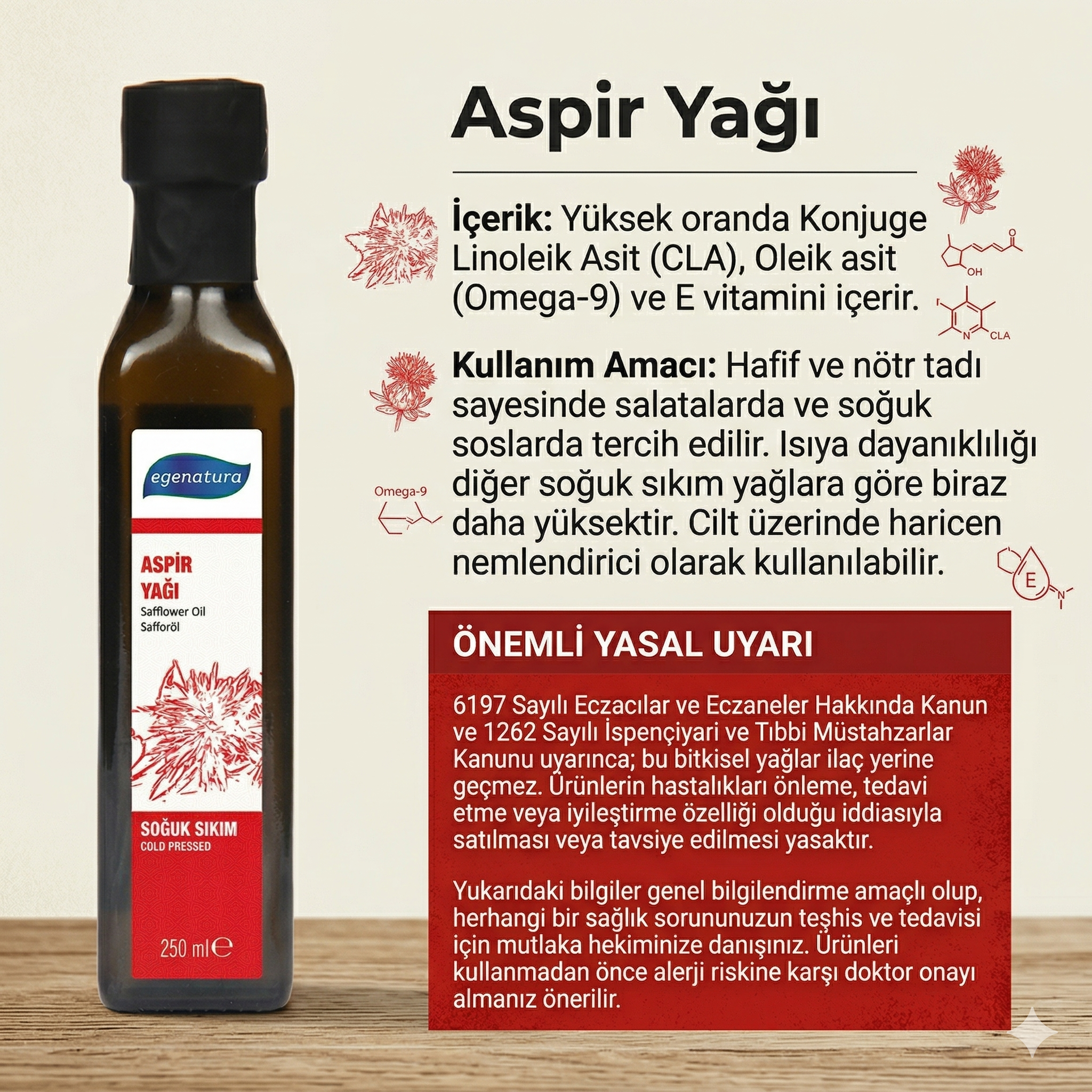 İNCELİK Aspir Tohumu Yağı 250 ml Cam Şişe Soğuk Sıkım