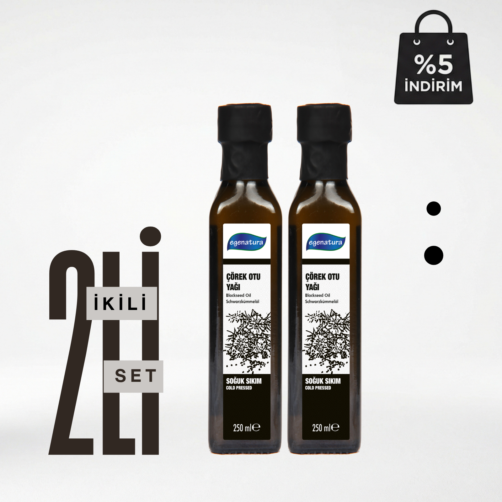 GELENEKSEL GÜÇ Çörek Otu Yağı 2 x 250 ml Cam Şişe Soğuk Sıkım