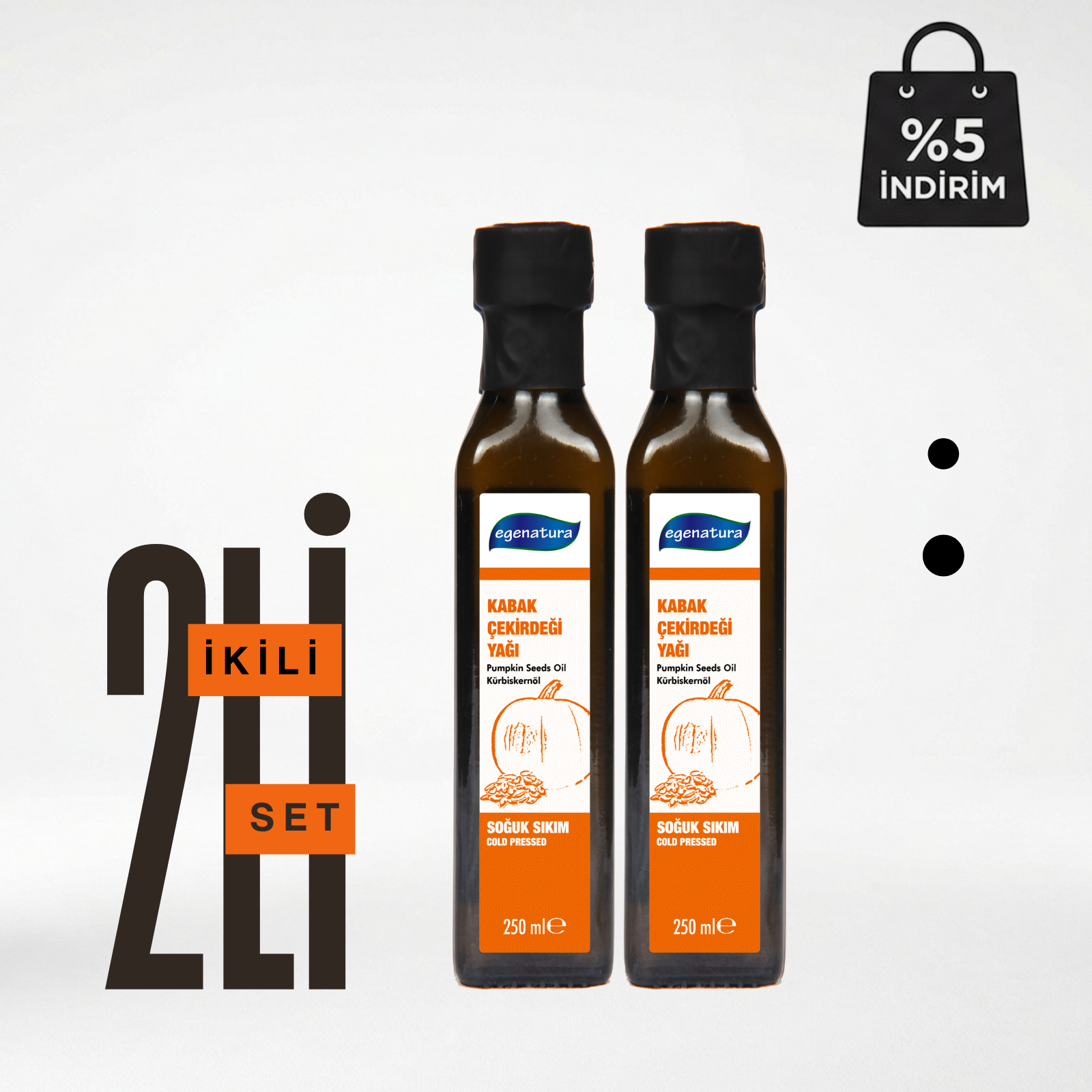 ERİL RAHATLIK Kabak Çekirdeği Yağı 2 x 250 ml Cam Şişe Soğuk Sıkım