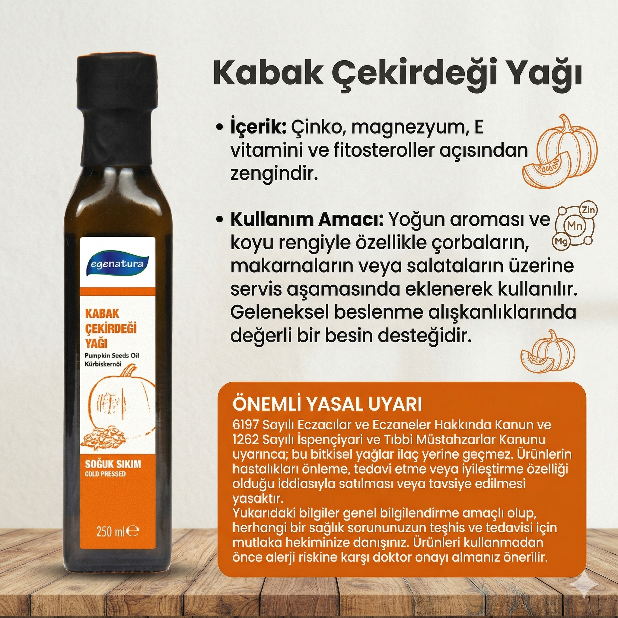 ERİL RAHATLIK Kabak Çekirdeği Yağı 250 ml Cam Şişe Soğuk Press