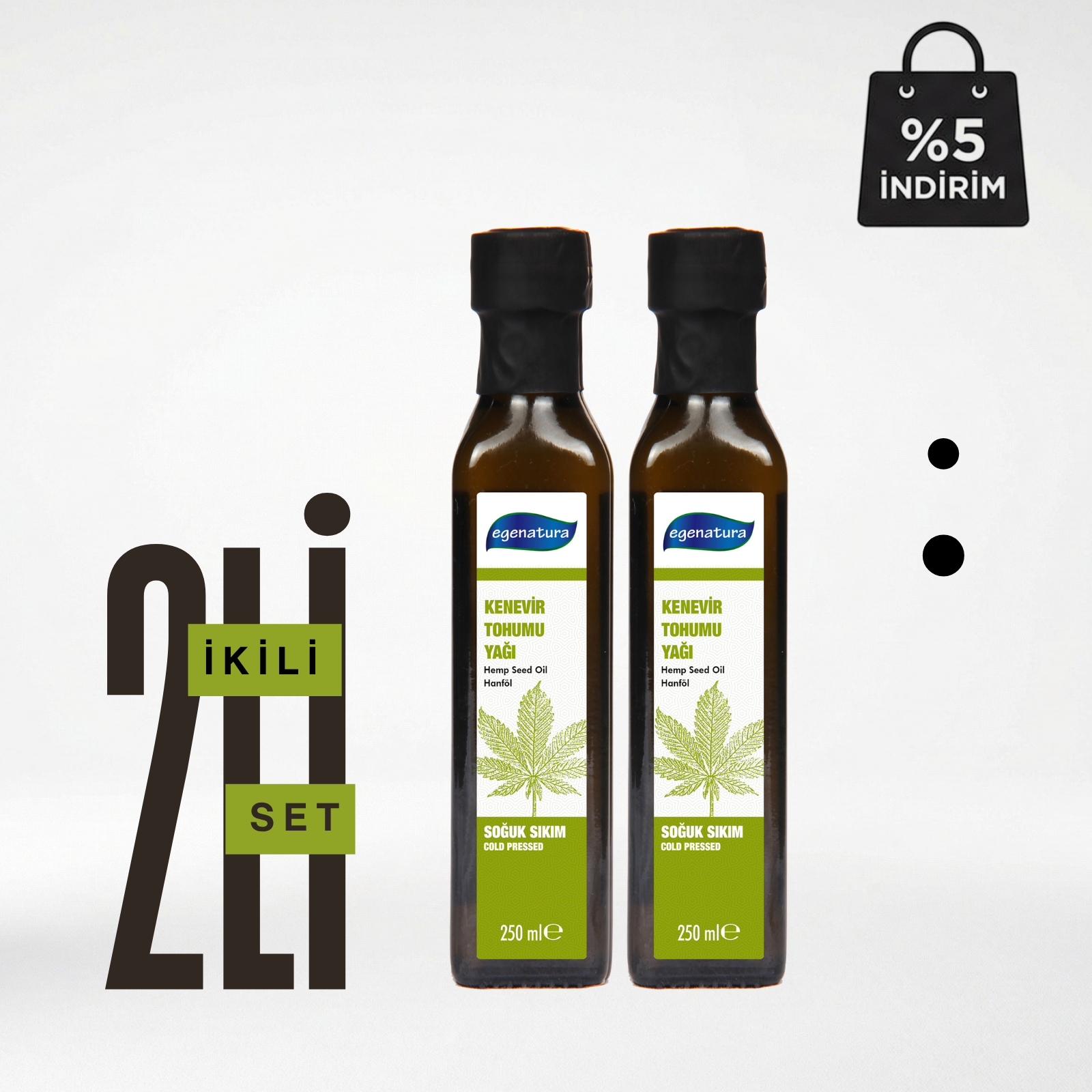 HAYAT DÖNGÜSÜ Kenevir Tohumu Yağı  2 x 250 ML Cam Şişe Soğuk Sıkım