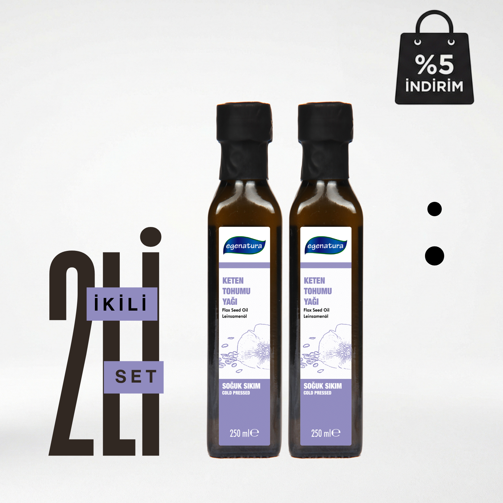 DENGELİ BÜNYE Keten Tohumu Yağı 2 x 250 ml Cam Şişe Soğuk Sıkım