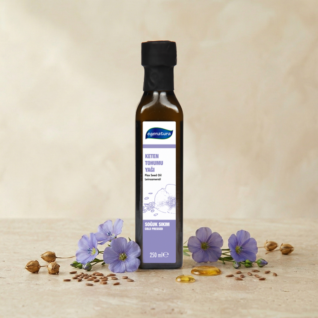 DENGELİ BÜNYE Keten Tohumu Yağı 250 ml Cam Şişe Soğuk Sıkım