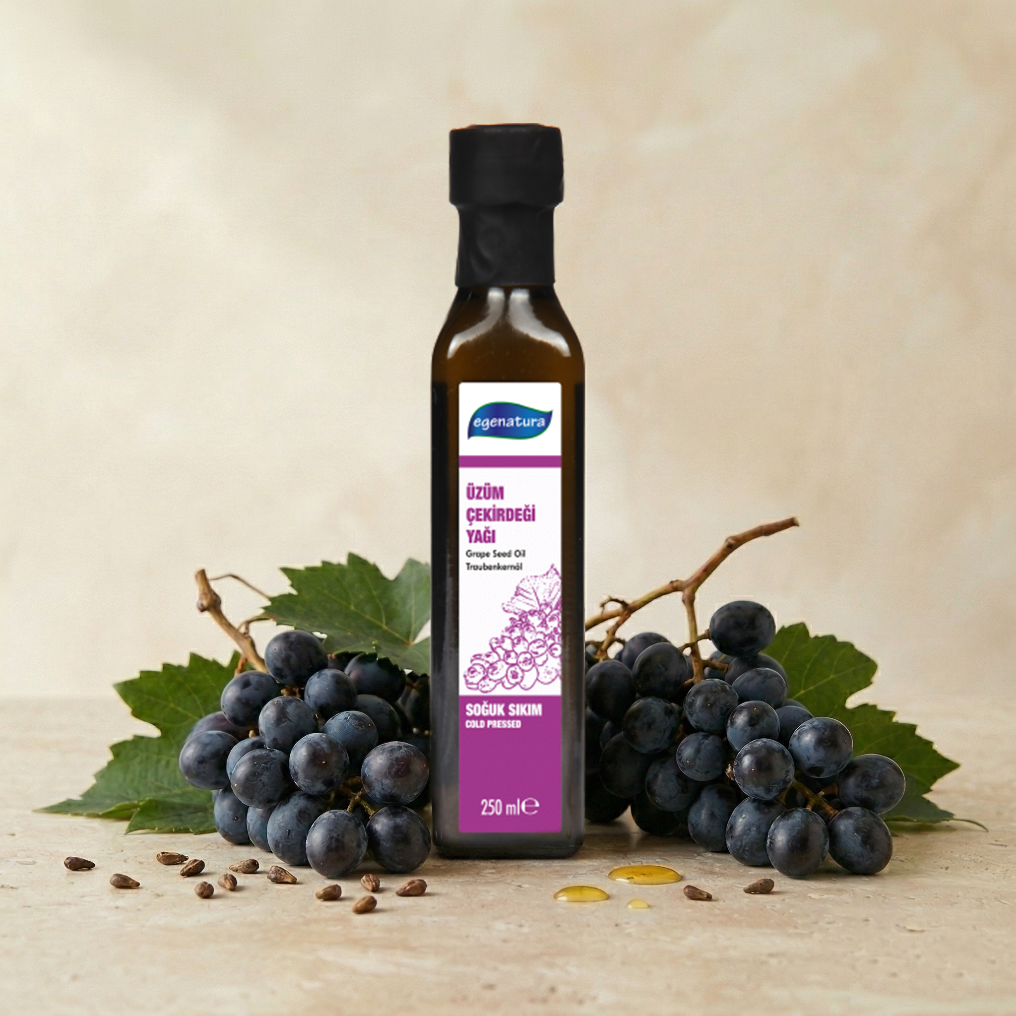 EGE NEFESİ Üzüm Çekirdeği Yağı 250 ml Cam Şişe Soğuk Press